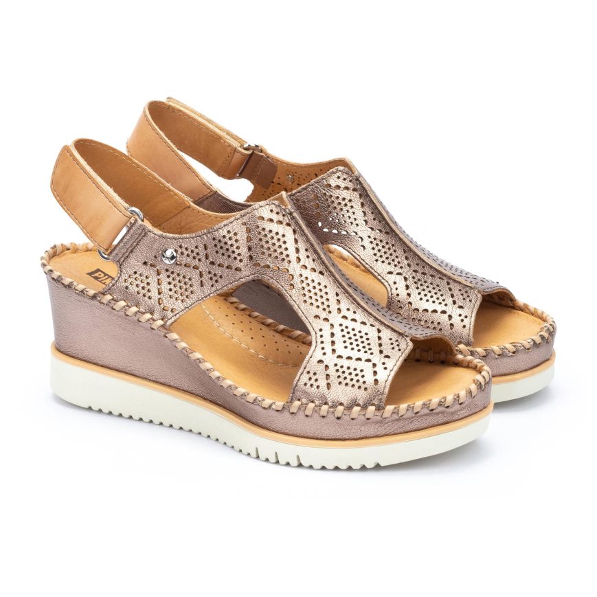 Women's Pikolinos AGUADULCE Wedge Sandals Gold | NZ K5A8179